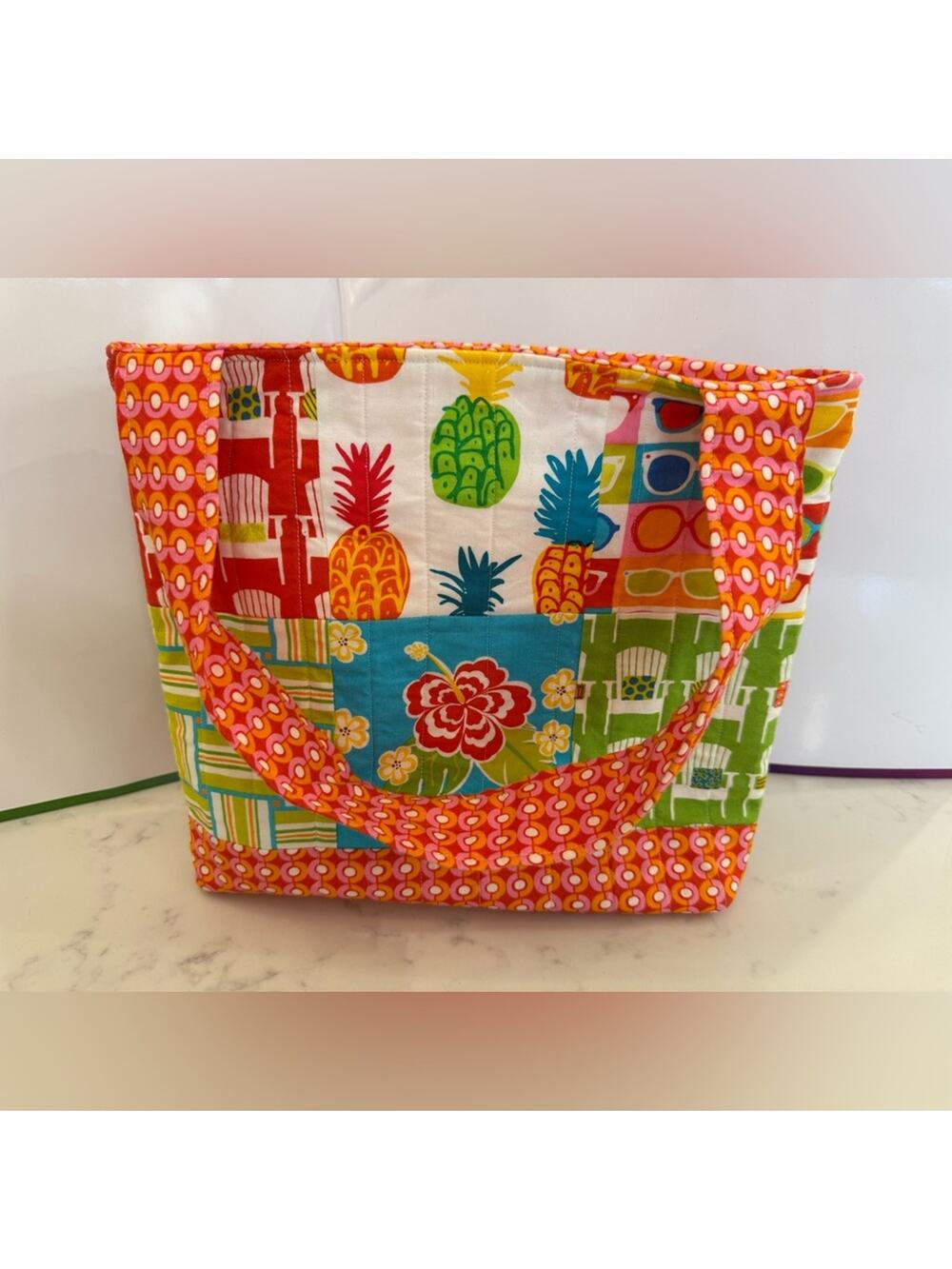 Cute Cotton Hawaiian Print Patchwork Tote / Shoulder Bag - NWOT